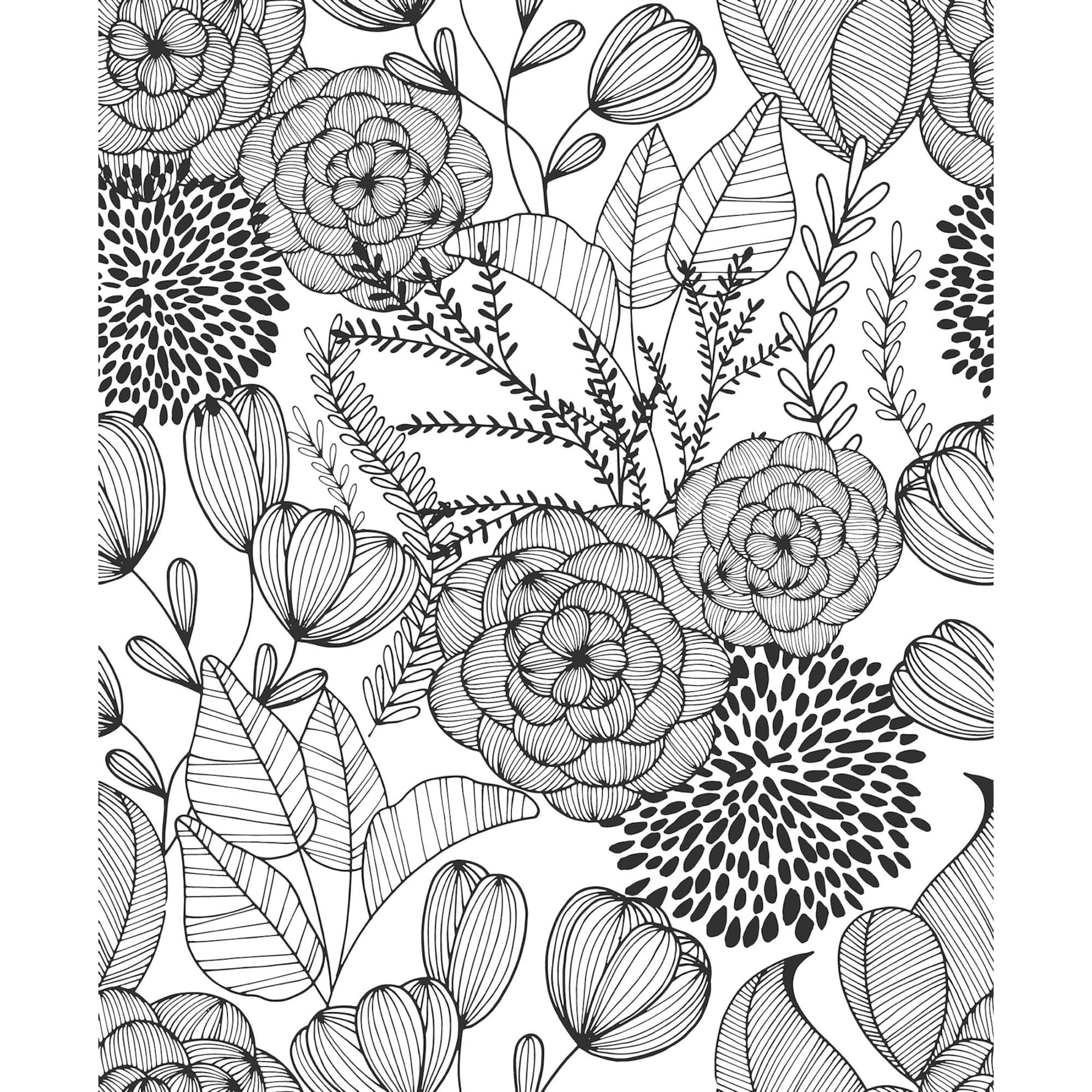 NuWallpaper Black Secret Garden Peel & Stick Wallpaper
